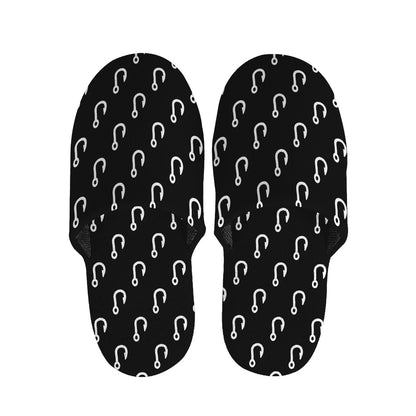 Black And White Fishing Hooks Print Slippers