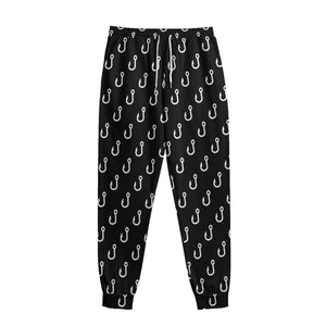 Black And White Fishing Hooks Print Sweatpants