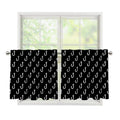 Black And White Fishing Hooks Print Tier Curtains