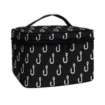 Black And White Fishing Hooks Print Travel Makeup Bag