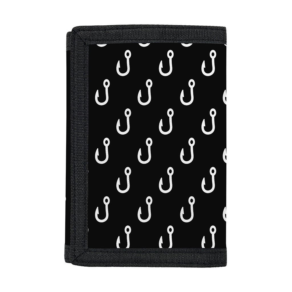 Black And White Fishing Hooks Print Trifold Wallet