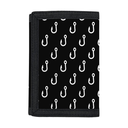 Black And White Fishing Hooks Print Trifold Wallet