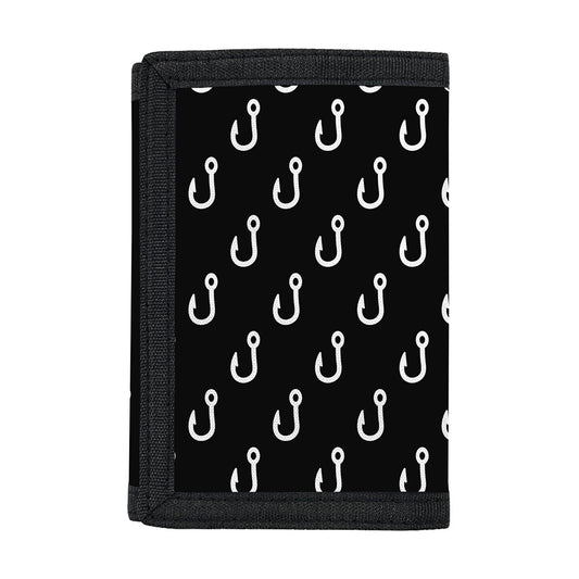 Black And White Fishing Hooks Print Trifold Wallet