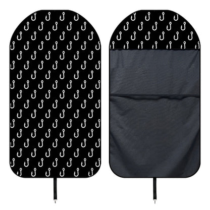 Black And White Fishing Hooks Print Waterproof Car Seat Cover