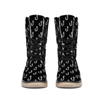 Black And White Fishing Hooks Print Winter Boots