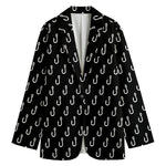 Black And White Fishing Hooks Print Women's Blazer