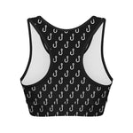 Black And White Fishing Hooks Print Women's Sports Bra