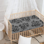 Black And White Floral Glen Plaid Print Baby Crib Sheet