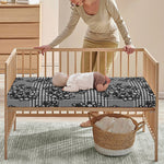 Black And White Floral Glen Plaid Print Baby Crib Sheet
