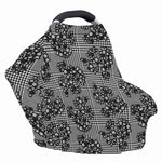 Black And White Floral Glen Plaid Print Baby Seat Cover