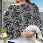 Black And White Floral Glen Plaid Print Baby Seat Cover
