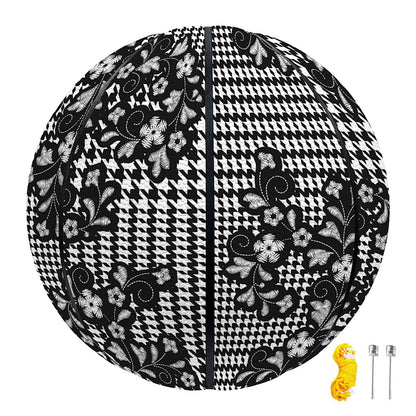 Black And White Floral Glen Plaid Print Basketball