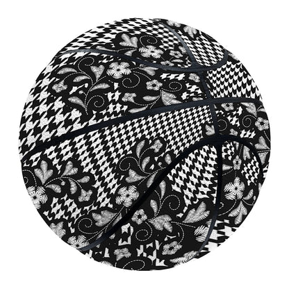 Black And White Floral Glen Plaid Print Basketball