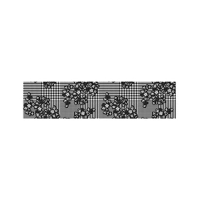 Black And White Floral Glen Plaid Print Bed Runner