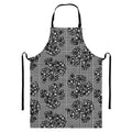 Black And White Floral Glen Plaid Print Bib Apron With Pocket