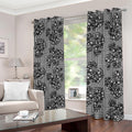Black And White Floral Glen Plaid Print Dimout Grommet Curtains