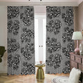 Black And White Floral Glen Plaid Print Dimout Pencil Pleat Curtains