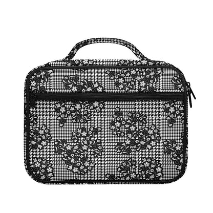 Black And White Floral Glen Plaid Print Briefcase Bible Bag