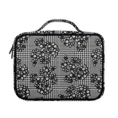 Black And White Floral Glen Plaid Print Briefcase Bible Bag