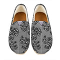 Black And White Floral Glen Plaid Print Casual Shoes