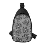 Black And White Floral Glen Plaid Print Chest Bag