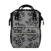 Black And White Floral Glen Plaid Print Diaper Bag