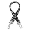 Black And White Floral Glen Plaid Print Dog Seat Belt