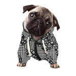 Black And White Floral Glen Plaid Print Dog Zip Up Hoodie