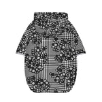 Black And White Floral Glen Plaid Print Dog Zip Up Hoodie