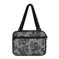 Black And White Floral Glen Plaid Print Double Strap Bible Bag
