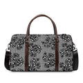 Black And White Floral Glen Plaid Print Duffel Bag