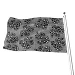 Black And White Floral Glen Plaid Print Flag