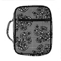 Black And White Floral Glen Plaid Print Front Pocket Bible Bag