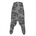 Black And White Floral Glen Plaid Print Hammer Pants
