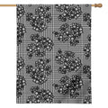 Black And White Floral Glen Plaid Print House Flag