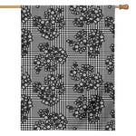 Black And White Floral Glen Plaid Print House Flag