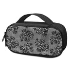 Black And White Floral Glen Plaid Print Insulin Cooler Travel Case