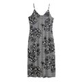 Black And White Floral Glen Plaid Print Jersey Midi Cami Dress