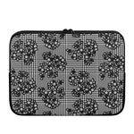 Black And White Floral Glen Plaid Print Laptop Sleeve