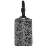 Black And White Floral Glen Plaid Print Luggage Tag