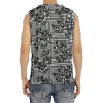 Black And White Floral Glen Plaid Print Men's Fitness Tank Top