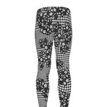 Black And White Floral Glen Plaid Print Men's leggings