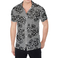Black And White Floral Glen Plaid Print Men's Shirt