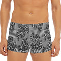 Black And White Floral Glen Plaid Print Men's Short Boxer Briefs