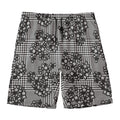 Black And White Floral Glen Plaid Print Men's Swim Trunks