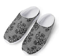 Black And White Floral Glen Plaid Print Mesh Casual Shoes