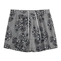 Black And White Floral Glen Plaid Print Mesh Shorts