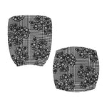 Black And White Floral Glen Plaid Print Office Chair Cover