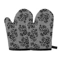 Black And White Floral Glen Plaid Print Oven Mitts