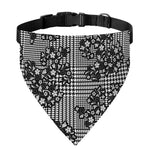 Black And White Floral Glen Plaid Print Over The Collar Dog Bandana
